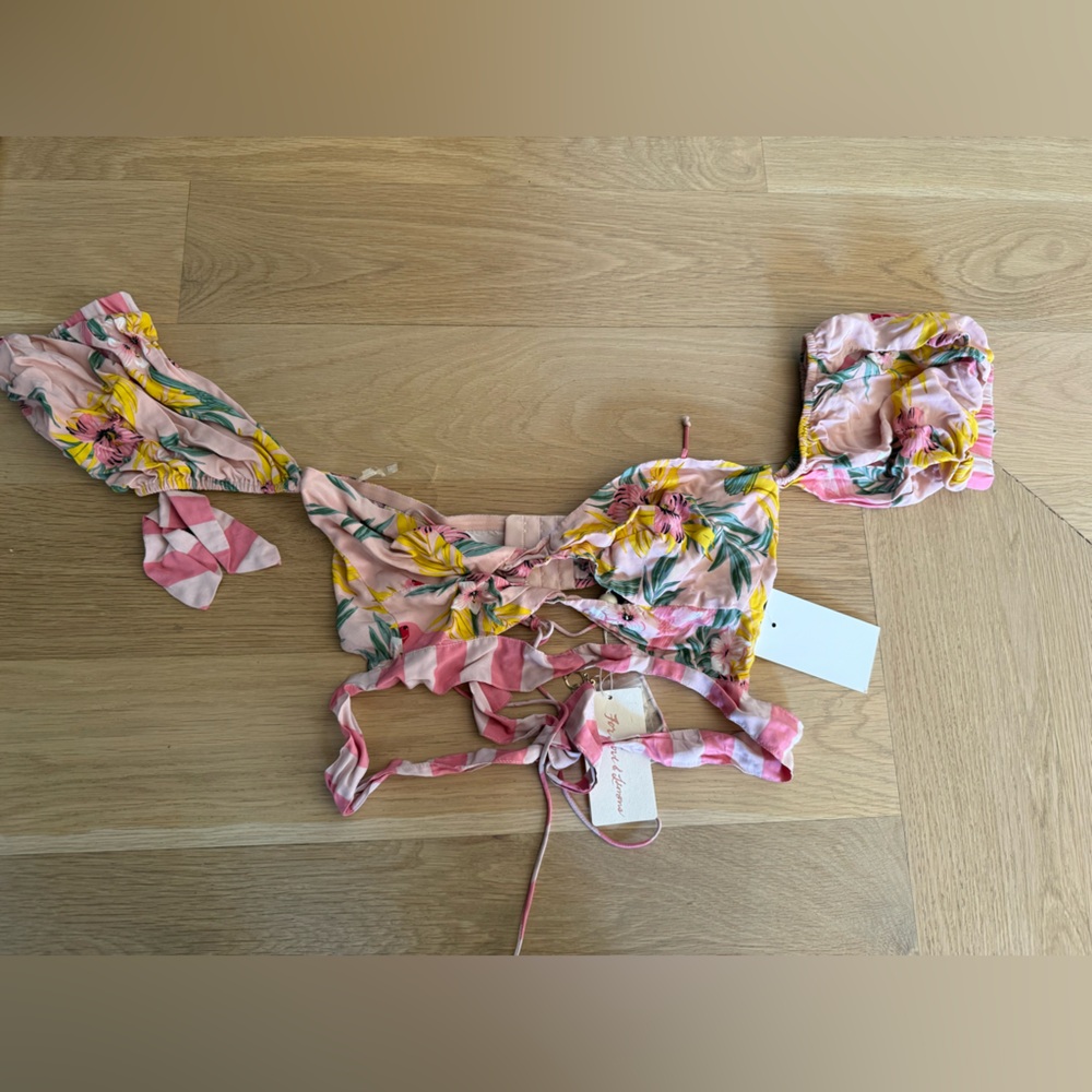 For Love And Lemons Pink Floral Crop Top/ Bandeau - NEW WITH tags
